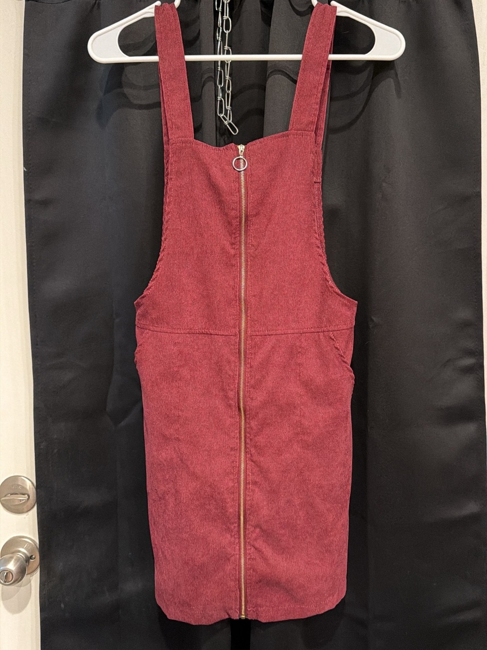 Women’s Burgundy Zip-Front Pinafore Dress